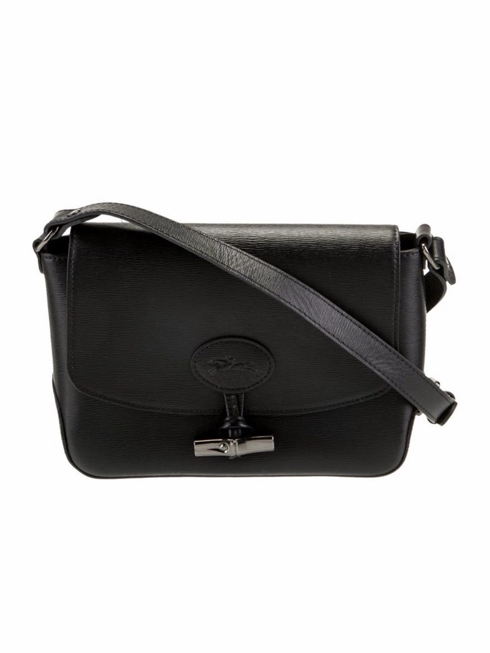 Longchamp Black Leather Crossbody Bag - messenger